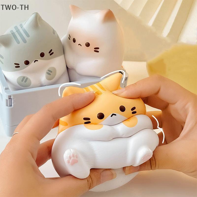 TWO-TH ใหม่แมวความเครียดบรรเทา Squishy ของเล่น PU ช้า Rising Squeeze Antistress Ball การ์ตูนเครื่องประดับตาราง Squishy ความเครียด Reliever ของเล่นใหม่