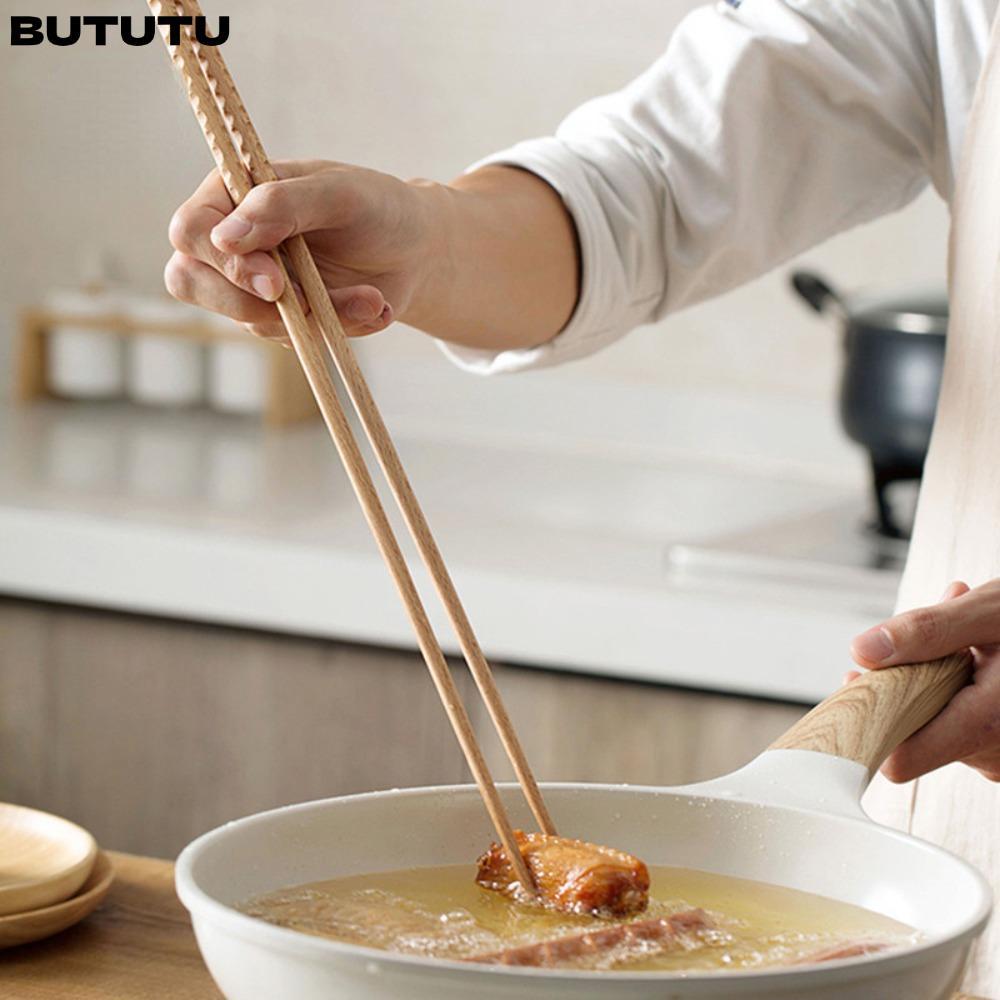 BUTU 3 คู่ Anti-Slip ตะเกียบ Beech ไม้ญี่ปุ่นทําอาหารตะเกียบ Handmade