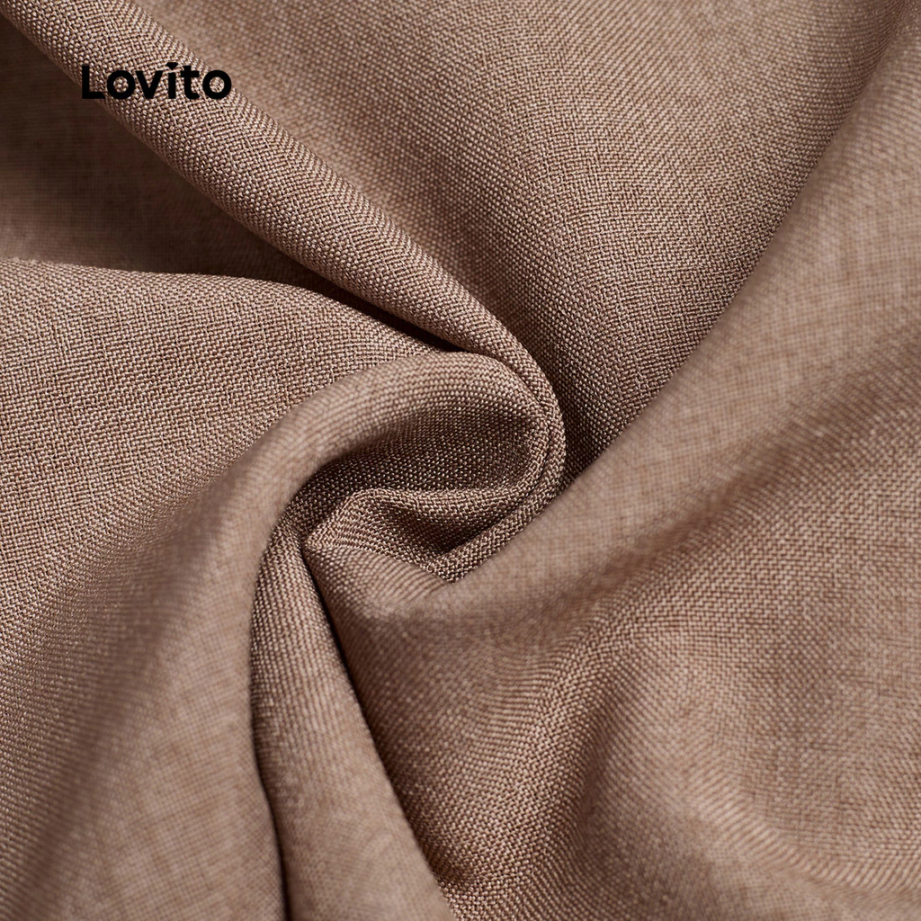 Lovito กางเกงเรียบร้อยติดกระดุม สีคากี L158ED033 thumbnail 7