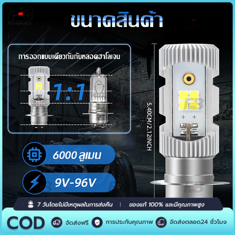 COD 100%หลอดไฟหน้าLED-(M5) แป้นเล็กT19 สำหรับรถที่ใช้แป้นเล็ก เช่น WAVE125, CLICK, MIO (1หลอด) กล่องสีม่วง