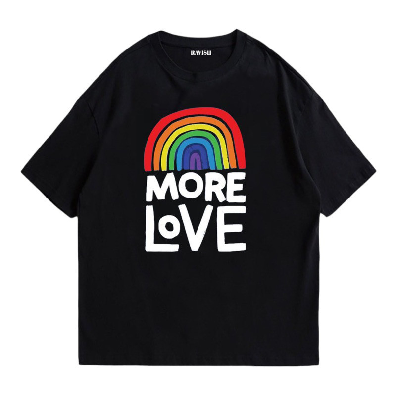 เสื้อยืดพิมพ์ลายกราฟิก "Pride Month" "More Love" ผ้าฝ้าย 100%, คอกลม, แขนสั้น ใส่ได้ทั้งชายและหญิง (ไซส์ S–5XL)