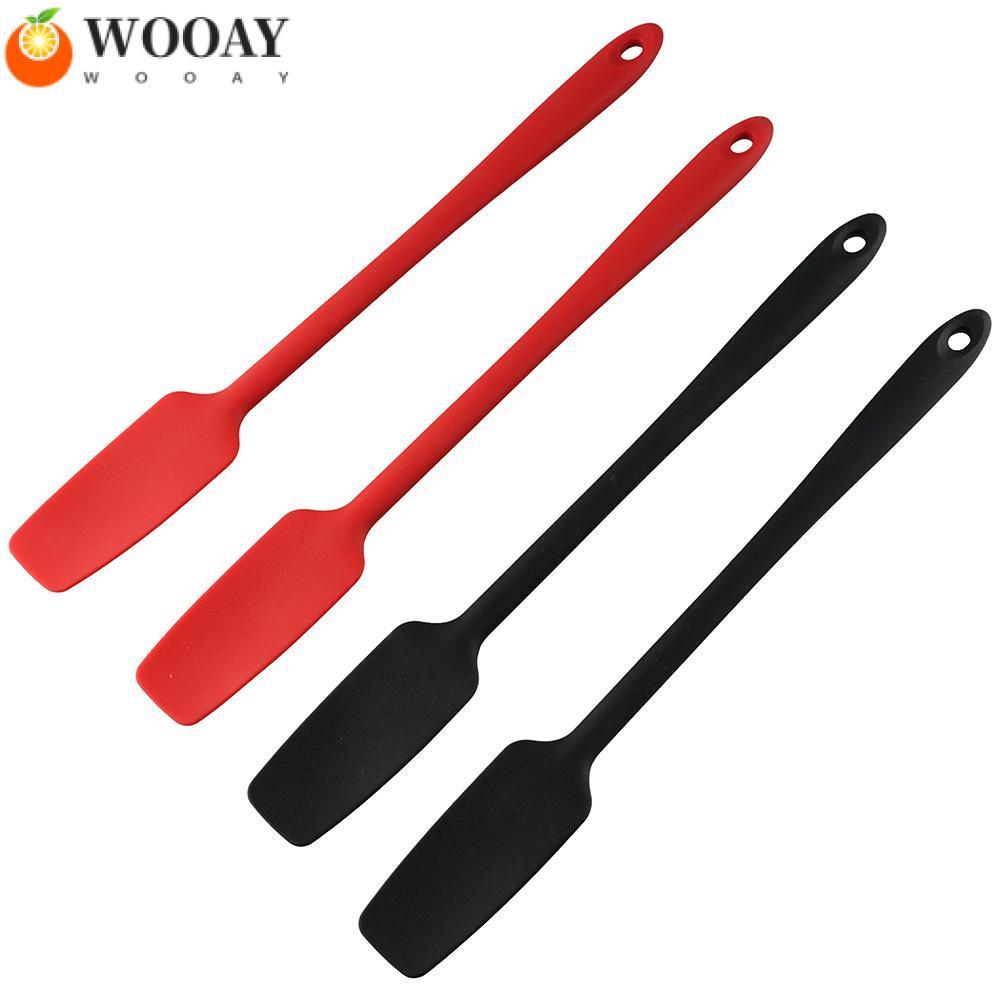 WEDGW ไม้พายยาง 4 ชิ้น, ที่ขูดซิลิโคนด้ามยาว, แกนสแตนเลสทนทาน Non-Stick ทนความร้อน Jar ไม้พายเบเกอรี่