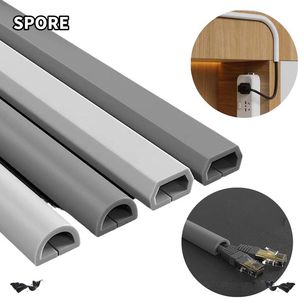 SPORE ฝาครอบสายไฟบนพื้น, ตัวป้องกันสายไฟอาร์คแบบมีกาวในตัว, ผ้าคลุม Hider ทนทานป้องกันการอัดขึ้นรูปสล็อตสายไฟไฟฟ้าบ้านกลางแจ้ง