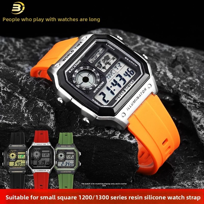 เหมาะสําหรับนาฬิกา AE1200/1300 SGW400 A158W A159W series สายนาฬิกาซิลิโคนอุปกรณ์เสริม 18 มม.