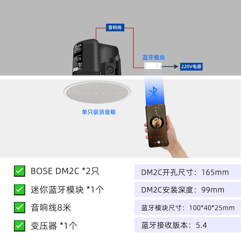Doctor BOSE DM2C DM3C Meter Home พื้นหลังเพลงไร้สายบลูทูธลําโพงเพดานชุดเสียง