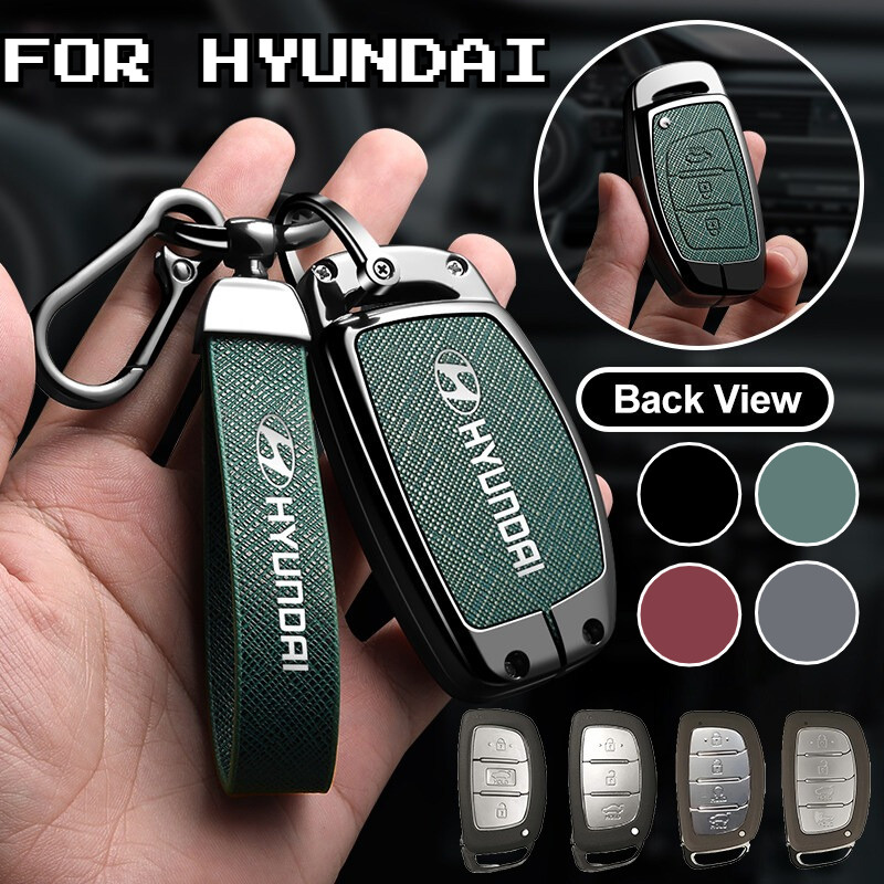 สังกะสีอัลลอยด์รถสมาร์ทรถ Key Case Shell Napa ของแท้หนัง Protector สําหรับ Hyundai i10 i20 i30 N i40