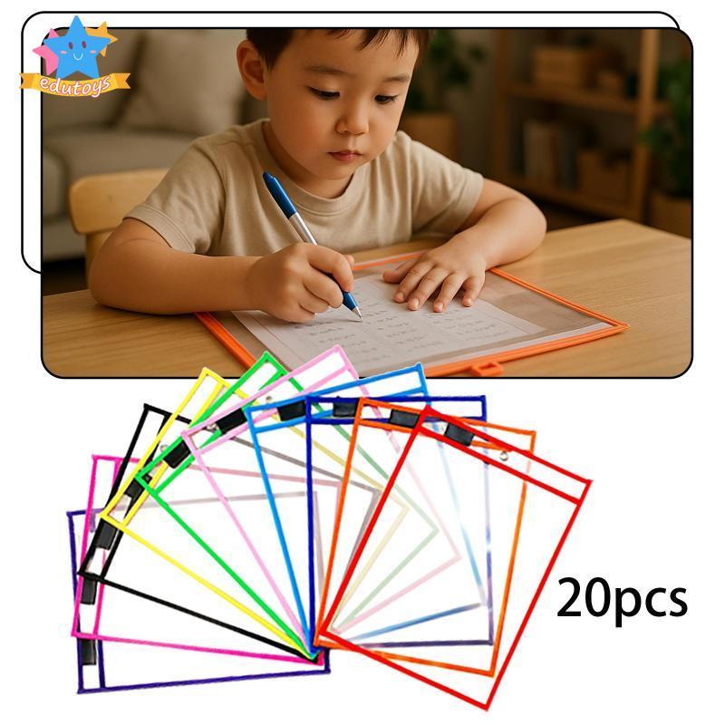 [Edstars] 20x Dry Erase Pockets Dry Erase Pockets 10"x14" แผ่นกันรอยนํากลับมาใช้ใหม่ได้