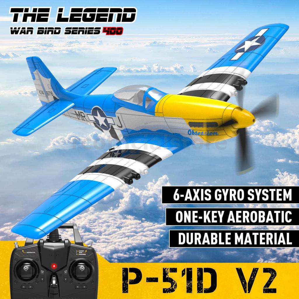 VolantexRC Mini Mustang P-51D V2 EPP 400mm Wingspan 2.4G 4CH 6 แกน Gyro One Key Aerobatics XPilotati
