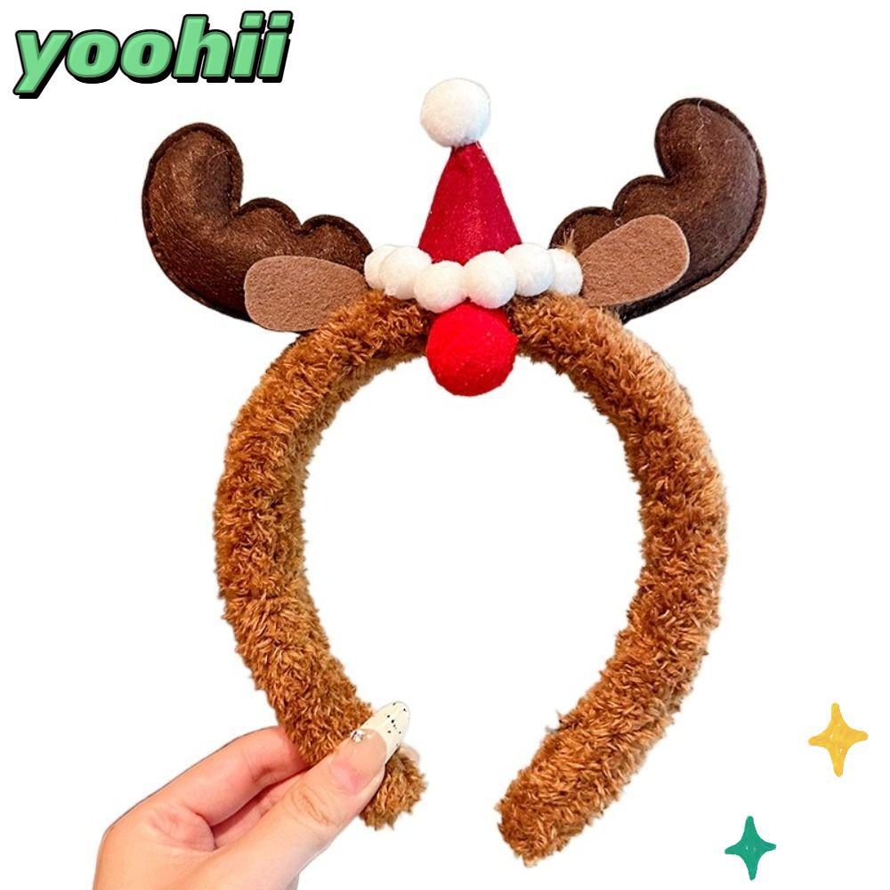 YOOHII ที่คาดผมต้นคริสต์มาสสําหรับเด็ก, Snowman Bow ตกแต่งการ์ตูน Elk Hairband, การ์ตูนตลก Elk น่ารั