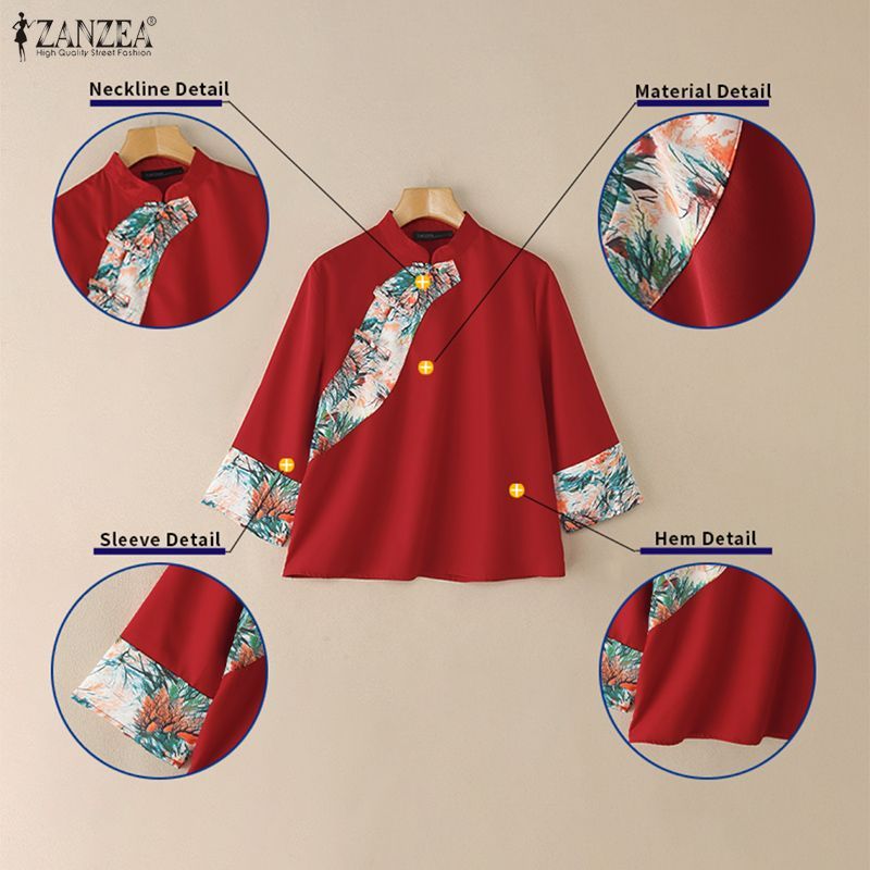 ZANZEA เสื้อเชิ้ตสีสันสดใสสไตล์เกาหลีสำหรับผู้หญิง — صورة 7