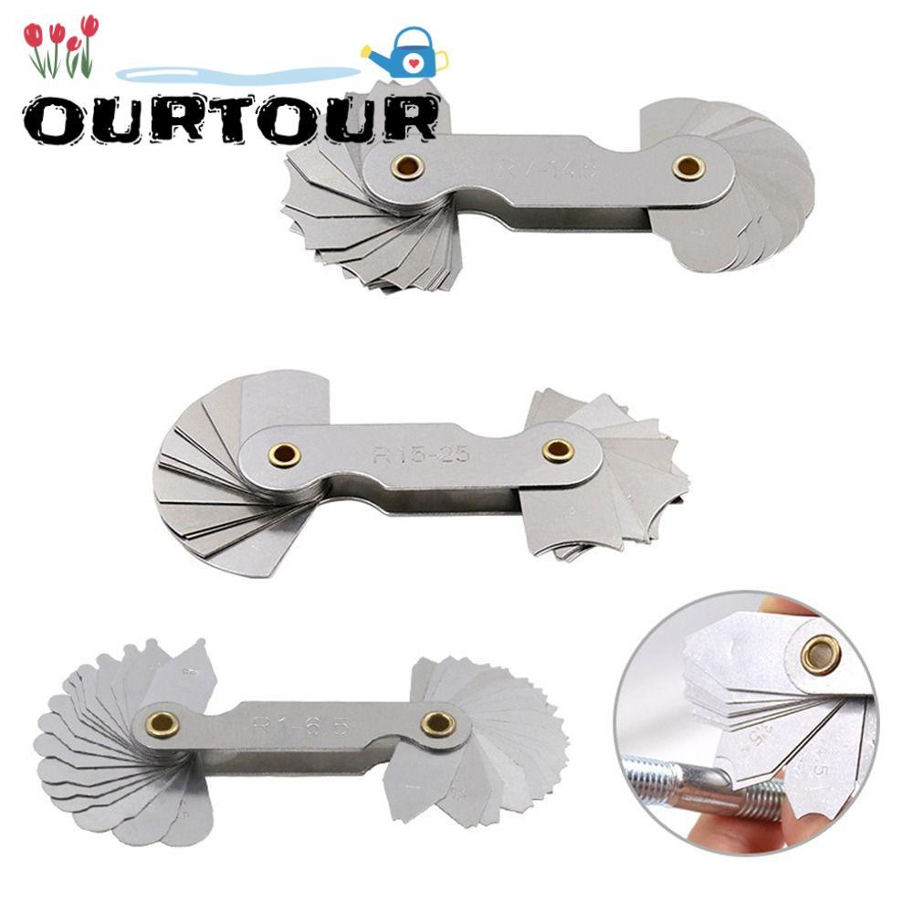 URTOUR 16 ชิ้น/เซ็ต Radius Gauge Radius Fillet Gauge วัด Gage สแตนเลสตัวอย่าง R Gauge