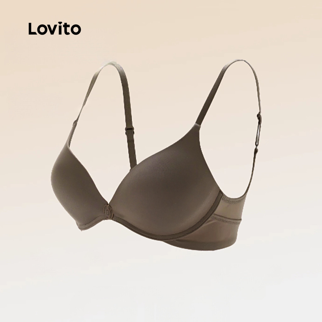 Lovito บราเลตต์ลําลองผิวสัมผัสเป็นมิตร ไม่มีโครง เสริมฟองน้ําสีน้ําตาล สําหรับผู้หญิง LNE126155 - รูปที่ 4