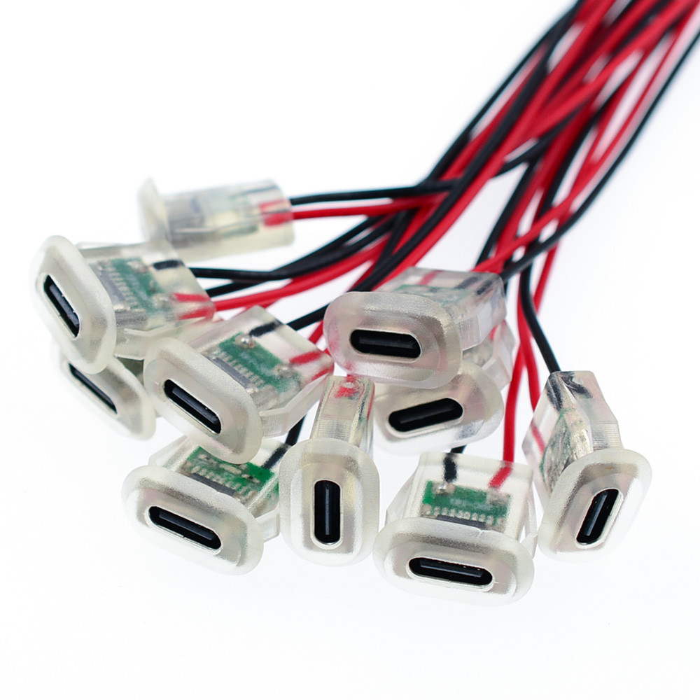 2pin USB Type C 5A ประเภทอินพุตชาร์จซ็อกเก็ตไฟ LED แผ่นกันน้ํา USB-C พอร์ต TYPE-C แจ็คเชื่อมต่อหญิง