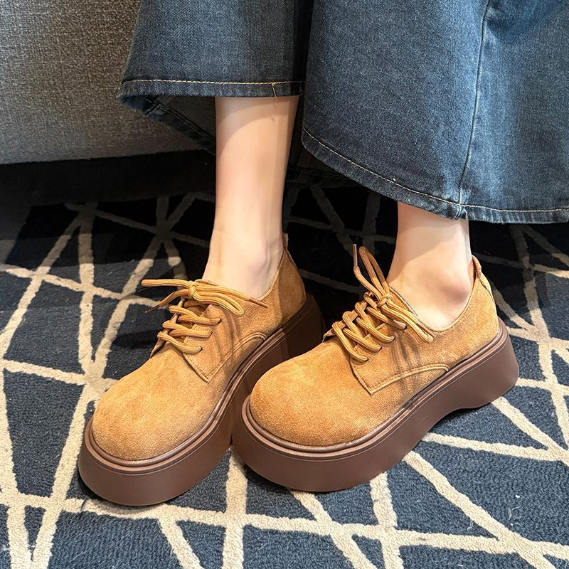 Retro Loafers 2025 ฤดูใบไม้ร่วงเกาหลีรุ่น Birkenstock British Platform Platform Retro Platform Lace-