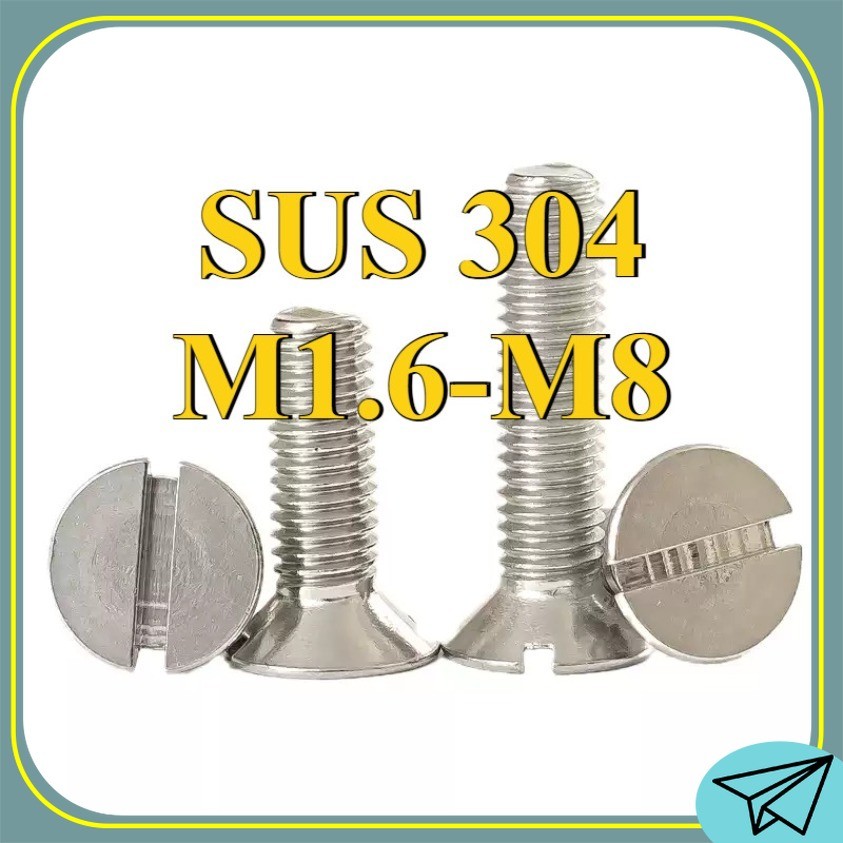 GB68 304 สแตนเลส one-word slot สกรูหัวจม slotted สกรูหัวแบน M1.6M2M2.5M3M4M5M6M8M10[ZTJ-FC]