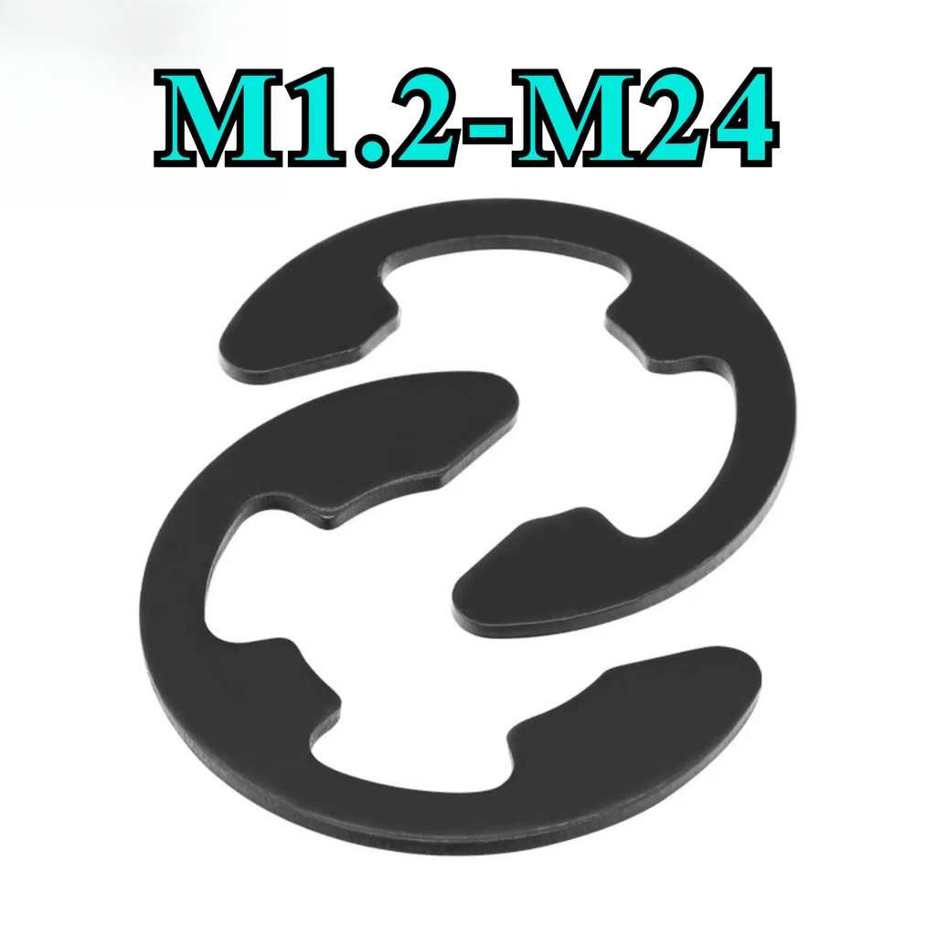 แหวนล็อกตัวอี 65Mn (M1.2/M1.5/M2M2.5/M3M3.5/M4/M4.5M5-M24) สีดำ แหวนล็อกเกือกม้า แหวนตัวอี แหวนเกือก