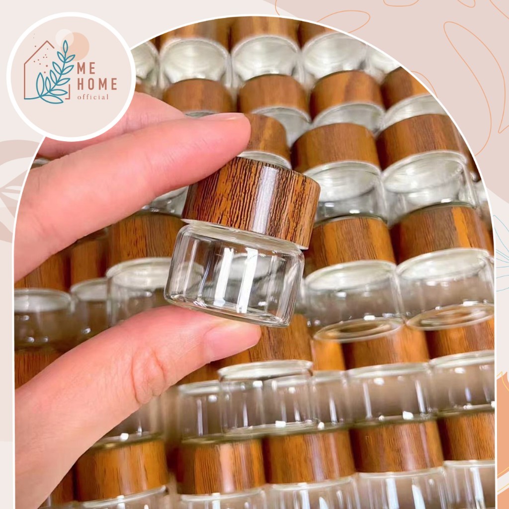ขวดแก้วจิ๋ว10ml , 30ml ขวดแก้วฝาไม้ ขวดครีมไซส์เล็ก พกพาง่าย ใช้ใส่ครีม โลชั่น บาล์ม หรือเครื่องหอมต่าง ๆ