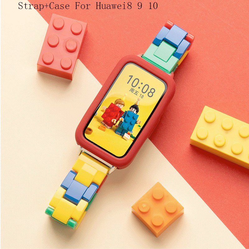 เคสซิลิโคน + Stylish Candy สีเรซิ่นสําหรับ Huawei band 8 9 10 พลาสติกสร้อยข้อมือสําหรับ Huawei band 8 9 10