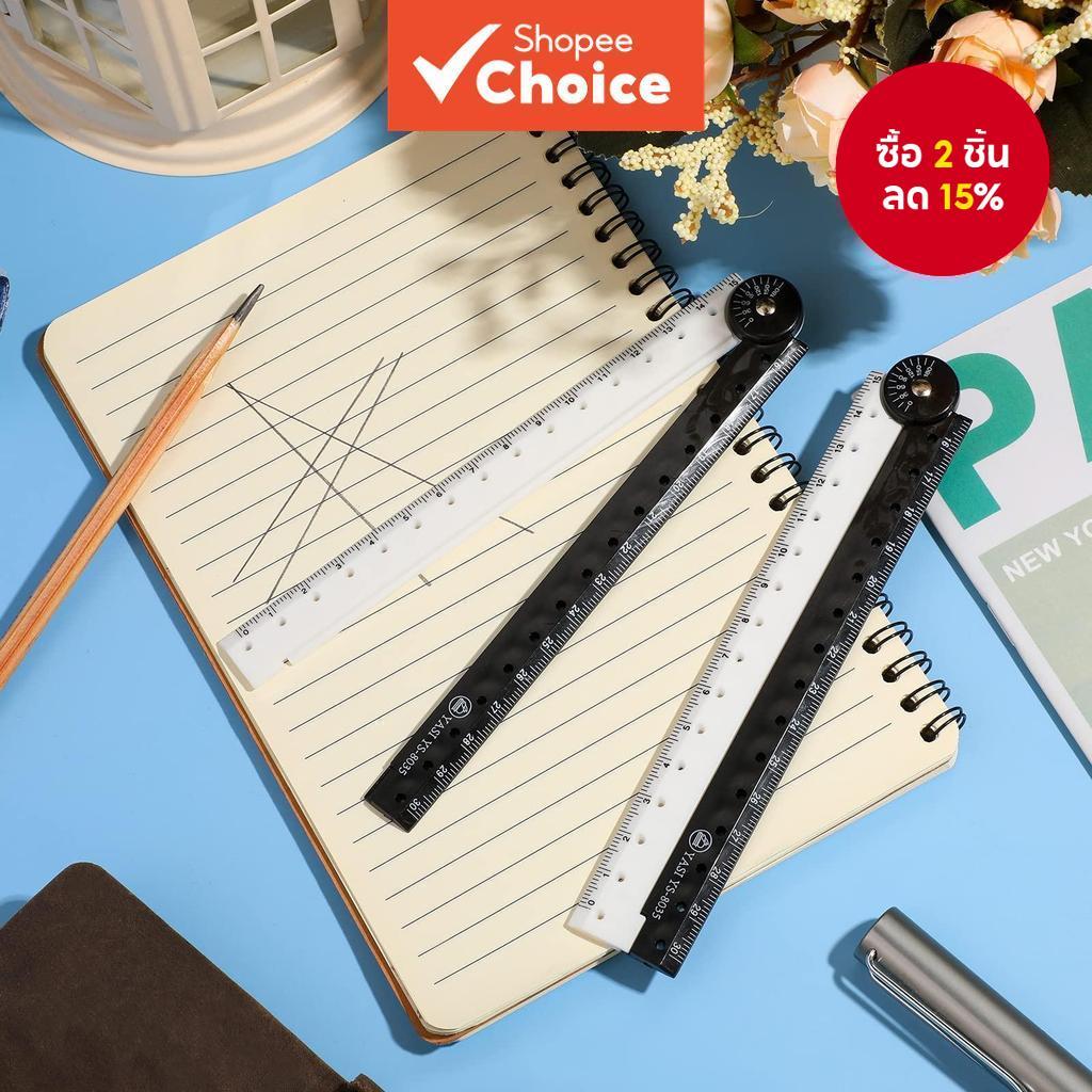 ไม้บรรทัดพับ รูปหลายเหลี่ยม พับมุมวัดไม้บรรทัดโปร่งใสยืดหยุ่นสีดําและสีขาวปรับเรขาคณิตเครื่องมือวัด