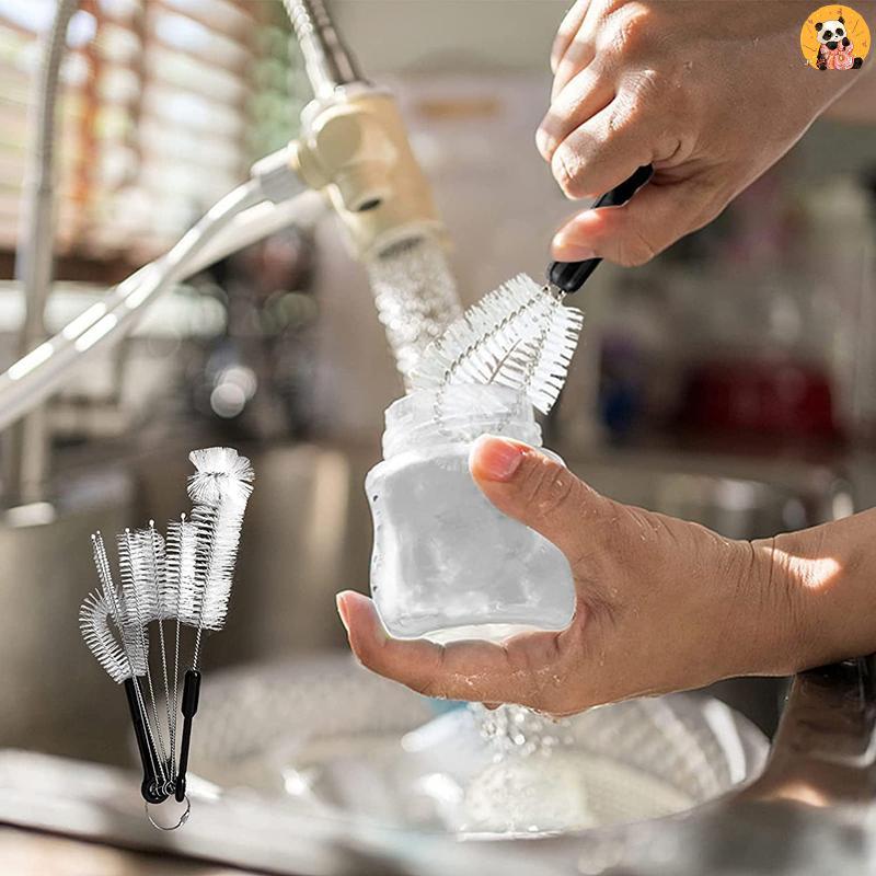 [CO] 3/7 ชิ้นชุดแปรงทําความสะอาดขวดนมเครื่องขัดพื้นขวดนม Bendable มัลติฟังก์ชั่นฟางขัดสําหรับถ้วยน้ํ