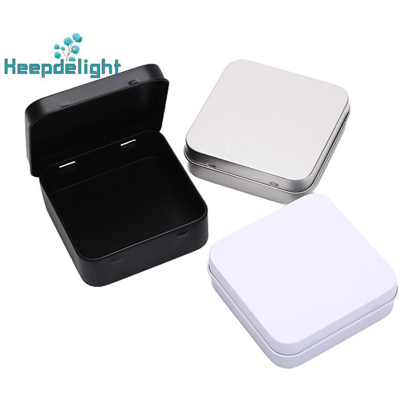[Keepdelight] Mini Metal Tins Container Square Haded Flip Storage Tin Box Jewelry Coin Case