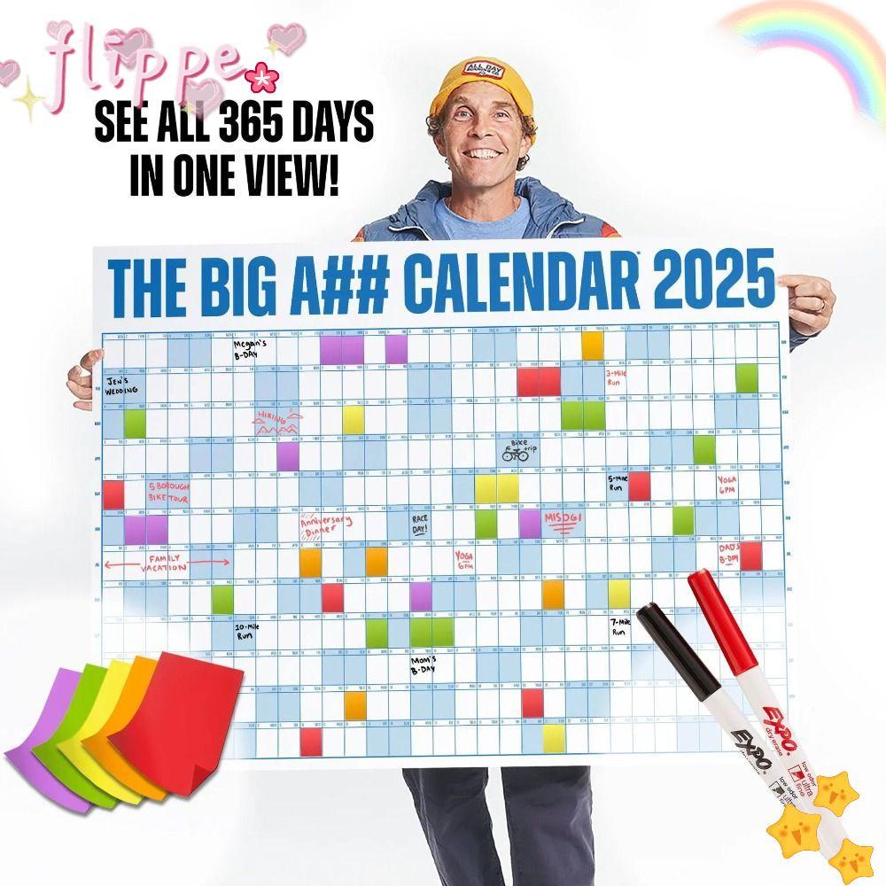FIPE The Big A## ปฏิทิน, พร้อมปากกาและกาวสติ๊กเกอร์ Schedule Organizer 2025 Planner Sheet, Giant Hom