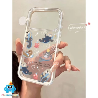 สำหรับ IPhone 16 17 15 Air 11 13 XR 12 14 Pro Max XS X Max 16 14 15 Plus เคส 2 in 1โปร่งใส ลายนากการ์ตูน น่ารัก สไตล์ฮิต