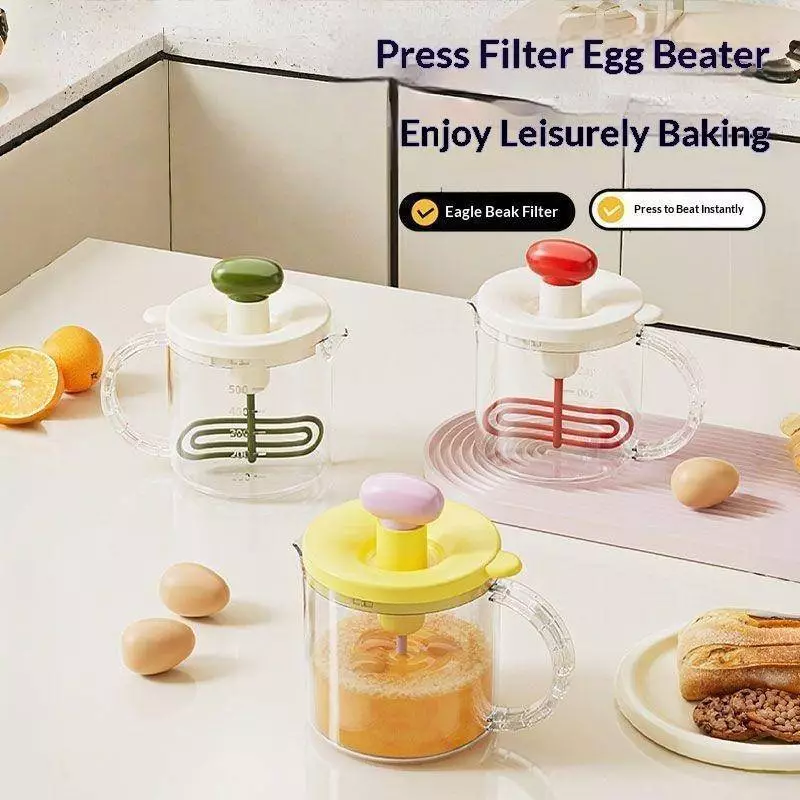 MNH Home Egg Cup Manual Press Baking Gadget Egg Churn Cream Whipper thumbnail 3