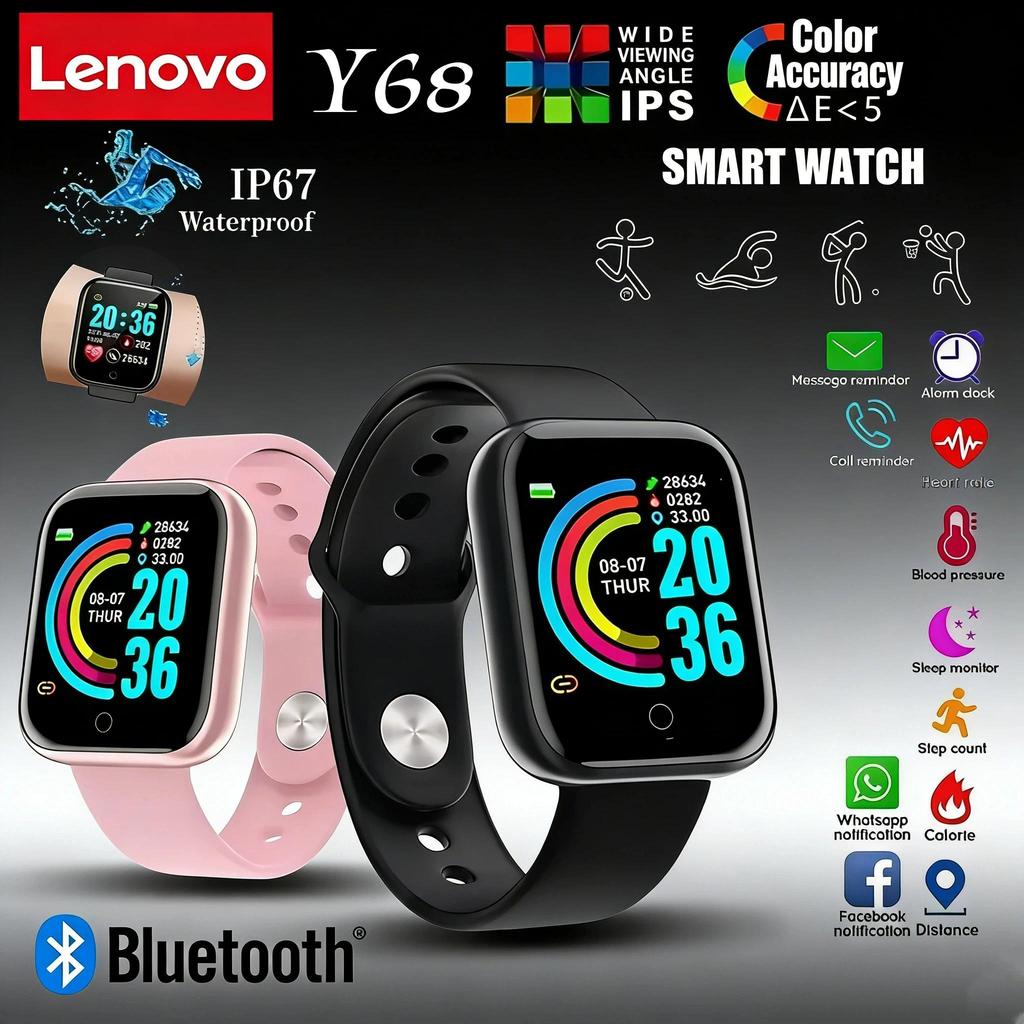 Lenovo Y68 Smart Watch Color Screen Step Counting Multi Sports Mode Message Reminder Photography Mus