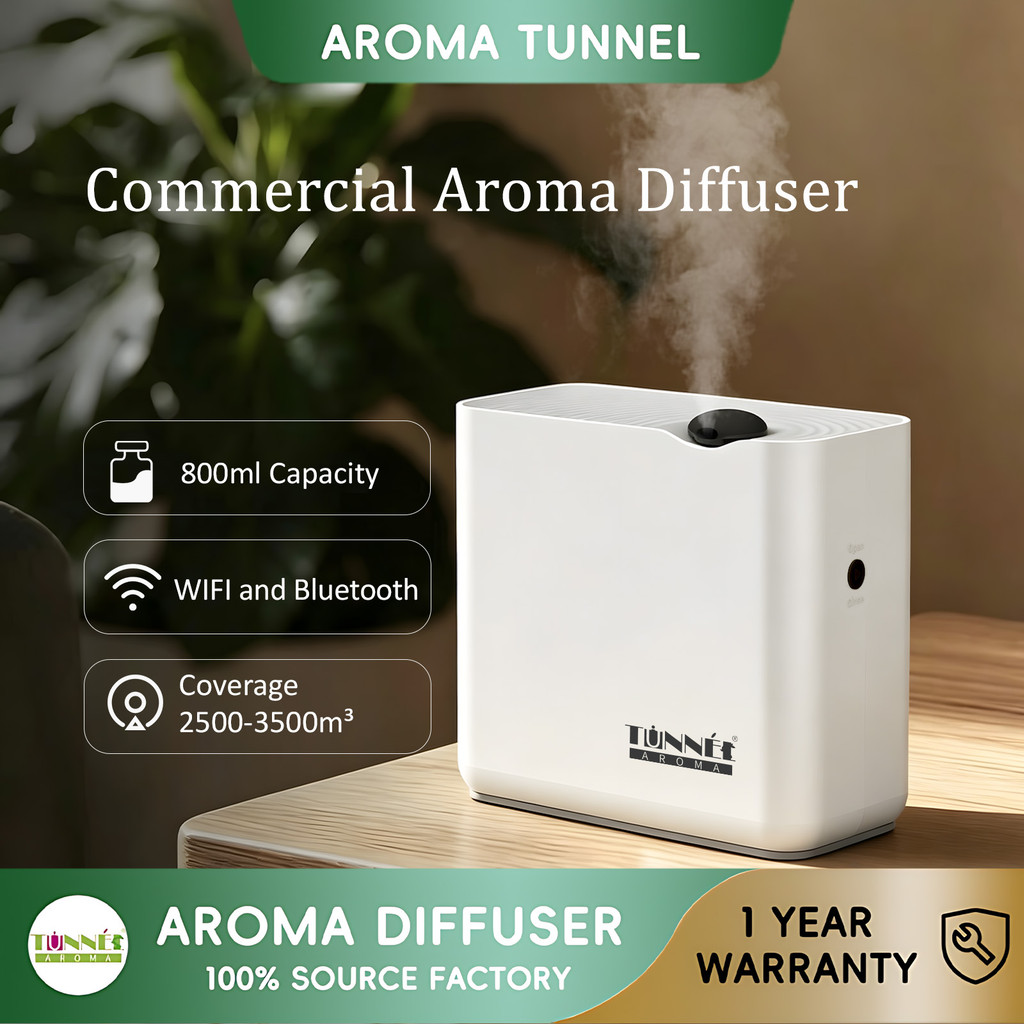 AROMA TUNNEL 800ML 12800Sqft Waterless Essential Oil l Diffuser ﻿สมาร์ท อินเตอร์เน็ตไร้สาย น้ํามันหอมระเหยกลิ่นหอม ดิฟฟิวเซอร์ บลูทูธเครื่องอโรมาอัตโนมัติอากาศสดชื่น