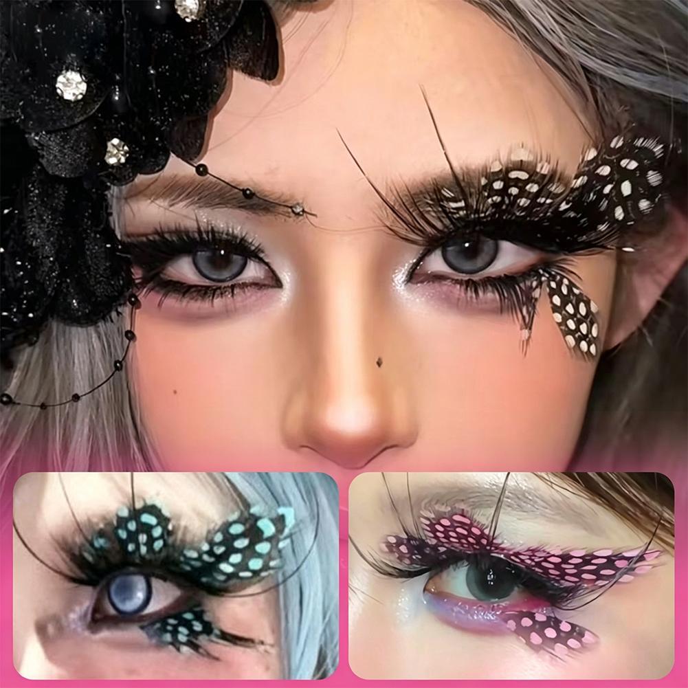 ขนตาปลอมปีกผีเสื้อปลอม Dotted Y2K อะนิเมะคอสเพลย์ Lashes DIY อุปกรณ์เสริมปลอม