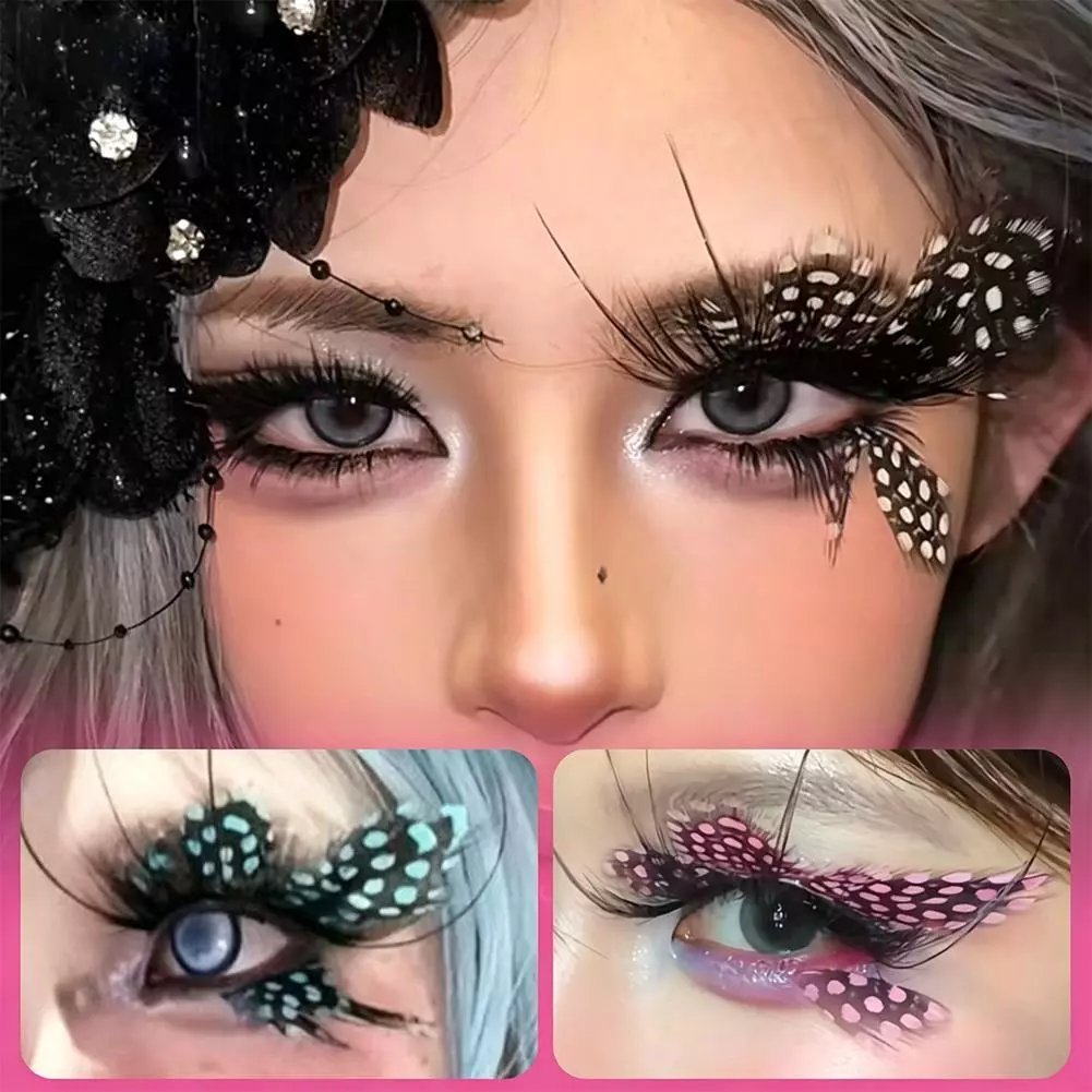 ขนตาปลอมปีกผีเสื้อปลอม Dotted Y2K อะนิเมะคอสเพลย์ Lashes DIY อุปกรณ์เสริมปลอม