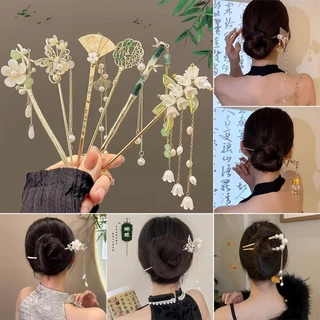 สง่างาม ดอกไม้พู่กิ๊บวินเทจโบราณออกแบบสไตล์ขั้นตอนเขย่าเครื่องประดับผม