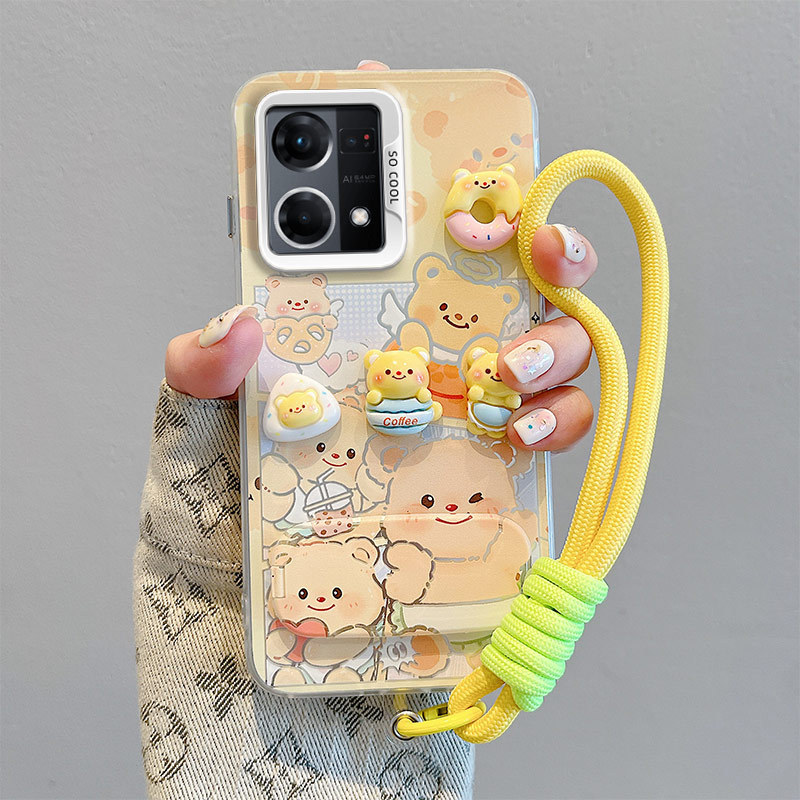เคส OPPO Reno 7 4G เคส OPPO Reno 8 4G เคส For OPPO ติดตั้งกระจกวงเล็บ 3D ตุ๊กตา hard โทรศัพท์ BB-CYJ