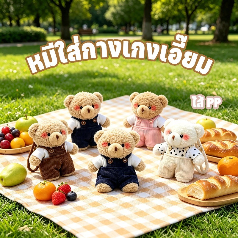COD พวงกุญแจ จี้ หมีน้อย ตุ๊กตานุ่ม พวงกุญแจ ไส้ PP หมีใส่กางเกงเอี๊ยม น่ารัก ของขวัญ ใช้ได้ทั้งชายและหญิง