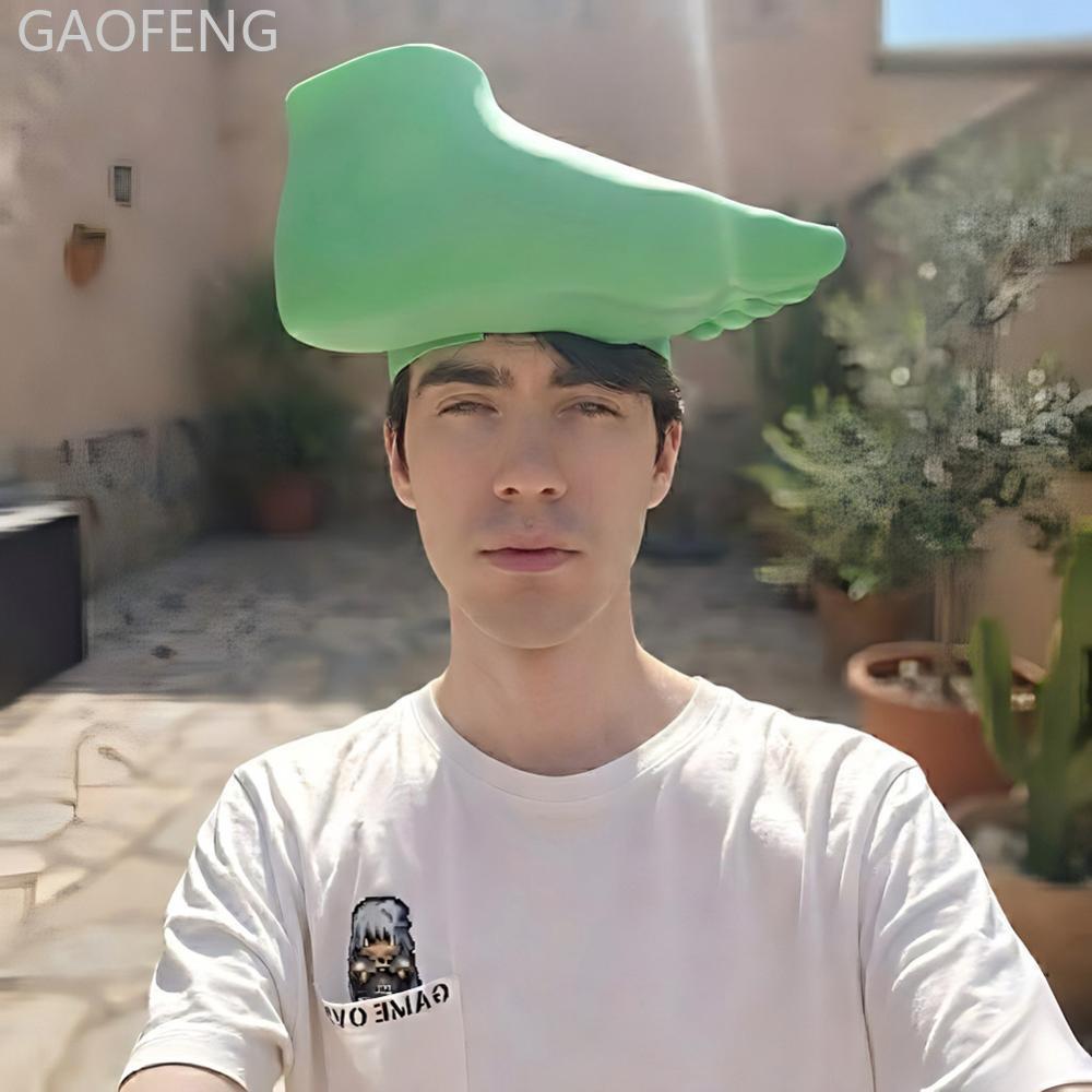 GAOFENG 3D พิมพ์ตลกปาล์ม Foot Sole Sized Sun หมวกแฮนด์ฟรีปรับฤดูร้อนแปลกหมวก Creative Gag ของขวัญสํา
