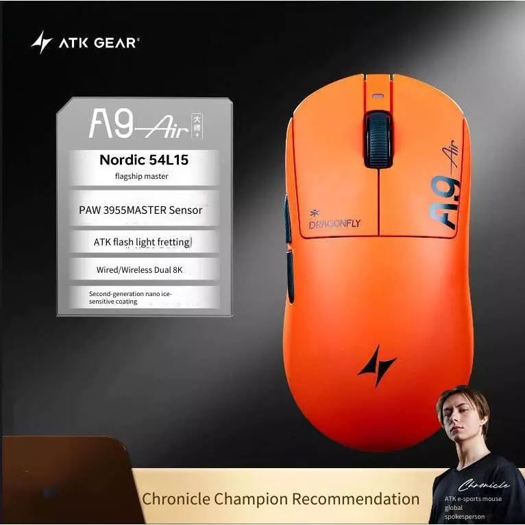 ATK GEAR Dragonfly A9Air Ultimate+ Ergonomics เมาส์สําหรับเล่นเกมแบบมีสาย/2.4G