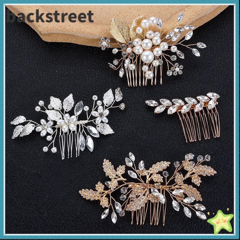 BACKSTAGEREETDV หวีผมเครื่องประดับงานแต่งงานเพื่อนเจ้าสาวไข่มุกใบ Tiara คลิปเจ้าสาว