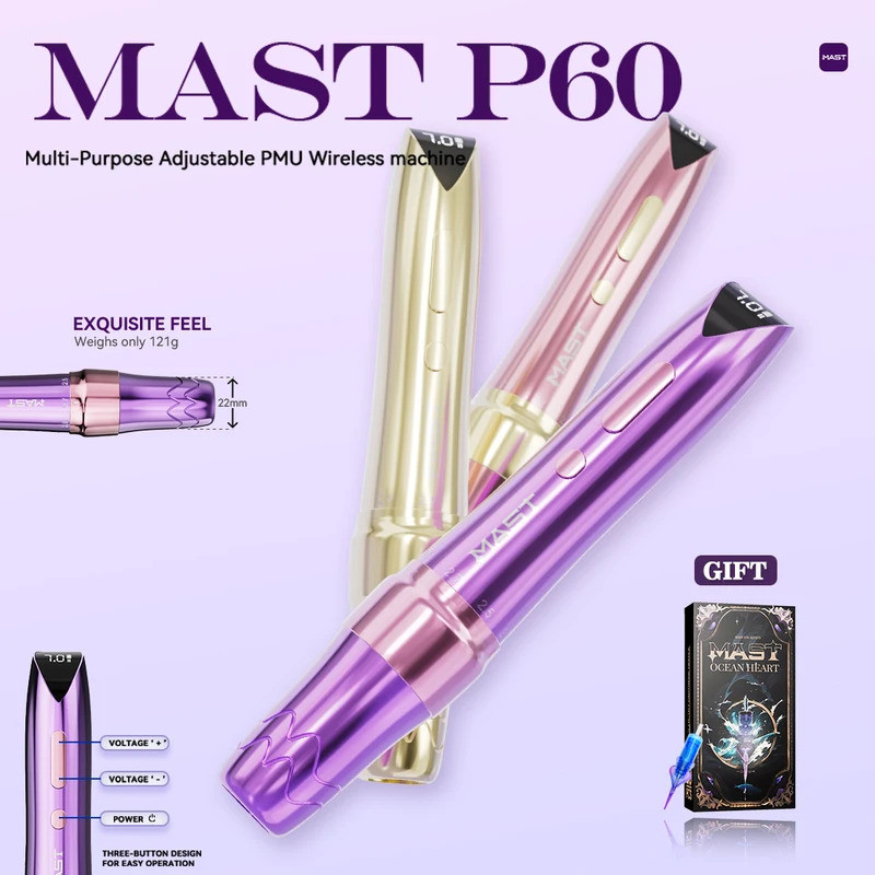 Mast P60 เครื่องแต่งหน้าถาวร 5 จังหวะไร้สาย Tattoo Machine Eyebrow Lip PMU ปากกา Pro Artist Tattoo S