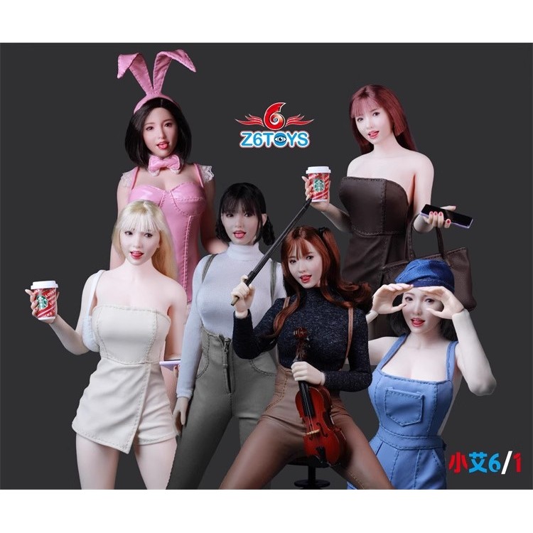 Z6TOYS 1/6 ทหารหญิงหัวประติมากรรมเอเชียตาย้ายแสดงออกหัวหญิงประติมากรรม ZC017