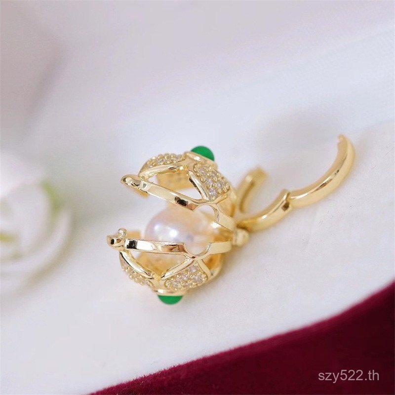 สร้อยคอมุกสีมรกต สไตล์ย้อนยุค พร้อมจี้หัวเข็มขัด Sterling Silver สำหรับการออกแบบด้วยตนเอง NKA5