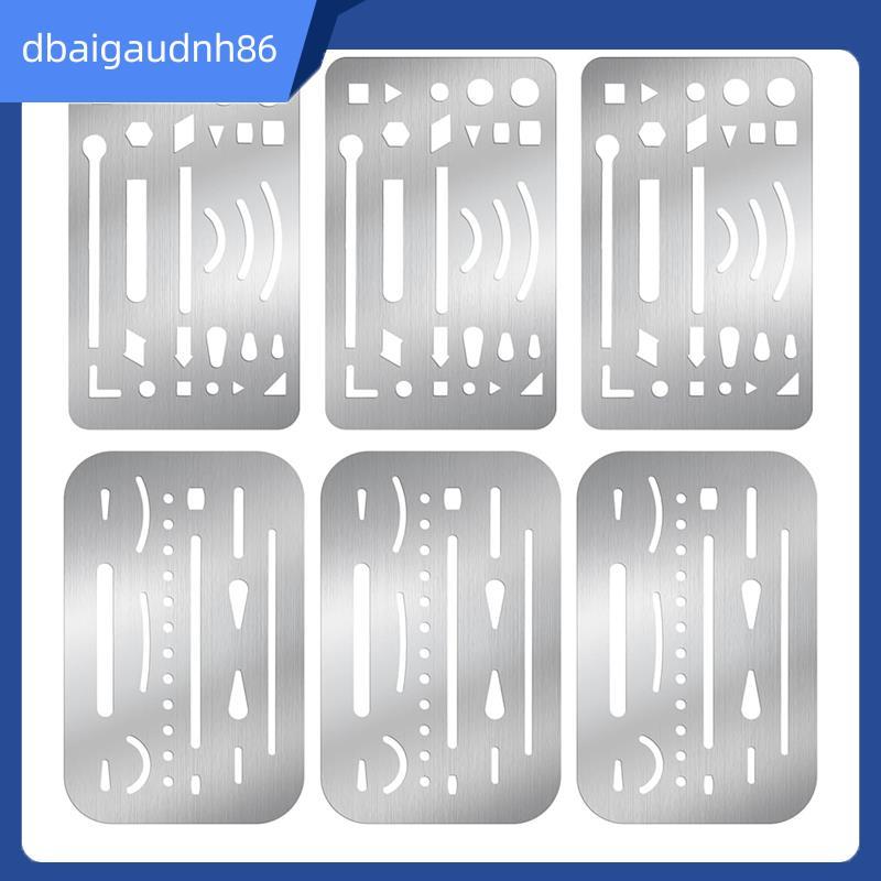 READY STOCKDrawing Template Eraser Shield 6PCS 2 รูปแบบสแตนเลส Eraser Template Shield เครื่องมือร่าง