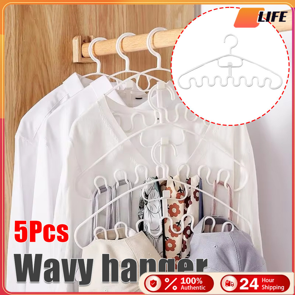 เก็บเงินปลายทาง！5ชิ้น ไม้แขวนเสื้อกล้าม อเนกประสงค์ แบบพลาสติกสีขาว ประหยัดพื้นที่