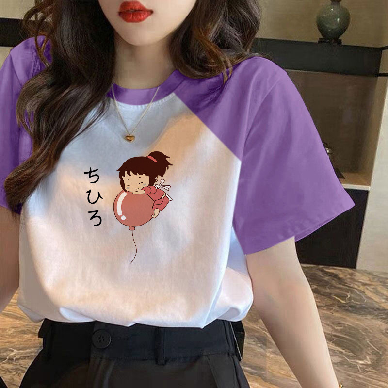 เสื้อยืดแขนสั้นผ้าฝ้ายแท้สำหรับผู้หญิง สไตล์แร็กเลน สวมใส่สบายในฤดูร้อน - รูปที่ 2