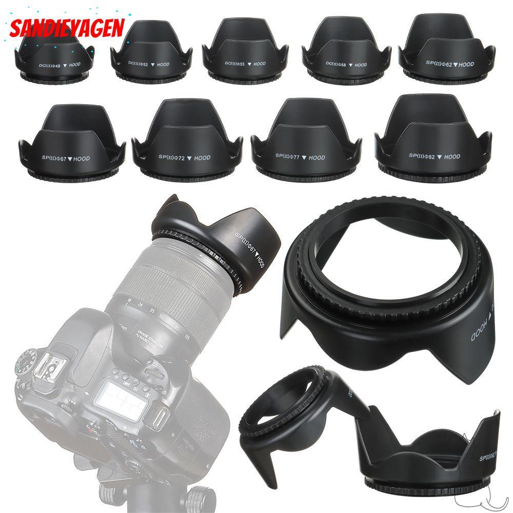 SANDIEYEAN Screwed Lens Hood เปลี่ยนกล้อง Universal Protective Shield สําหรับกล้อง Nikon Fuji Olympus DSLR