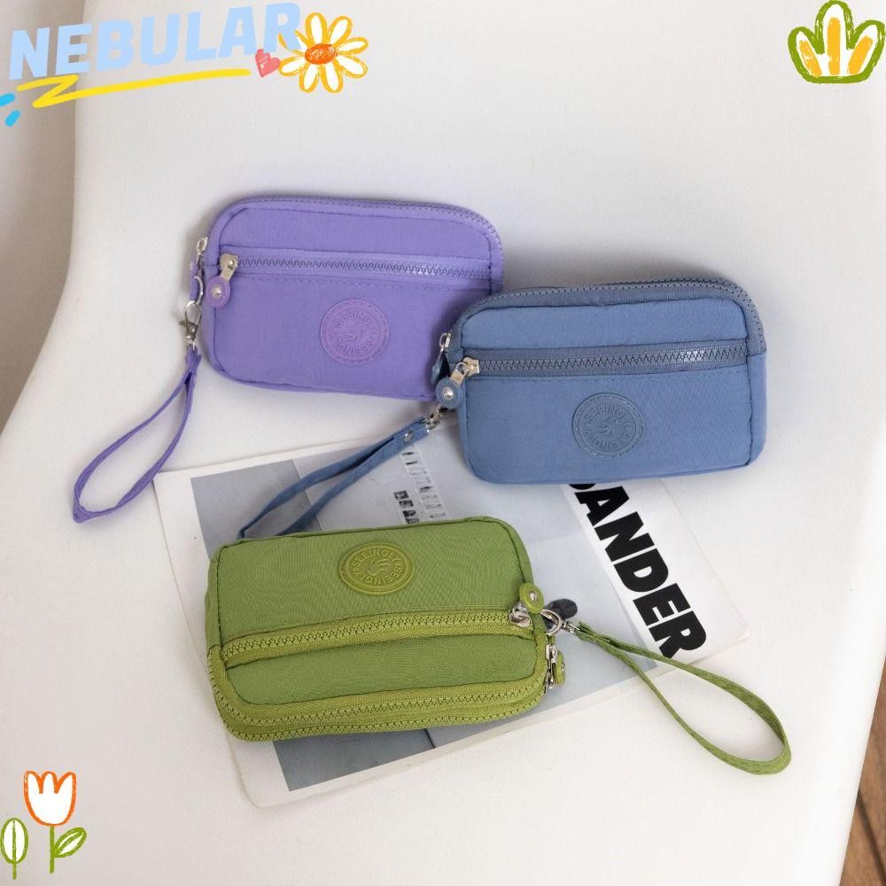 กระเป๋าสตางค์ใบยาวแบบสองชั้น กันน้ำ มีซิป และความจุขนาดใหญ่ สไตล์เนบูลาร์
