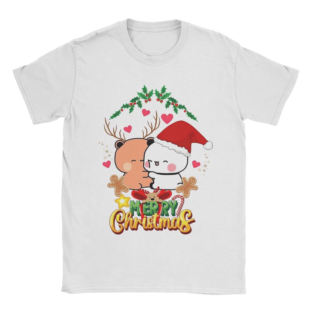 เสื้อยืดผู้ชาย Merry Christmas Bubu Dudu Panda And Brownie Bear True Love Couple 2026 เสื้อยืด