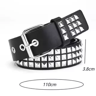 (พร้อมส่ง) เข็มขัดแฟชั่นประดับเพชรเทียมสไตล์ Y2K สำหรับผู้ชายและผู้หญิง เข็มขัดสไตล์พังก์พร้อมหัวเข็มขัดแบบหมุด