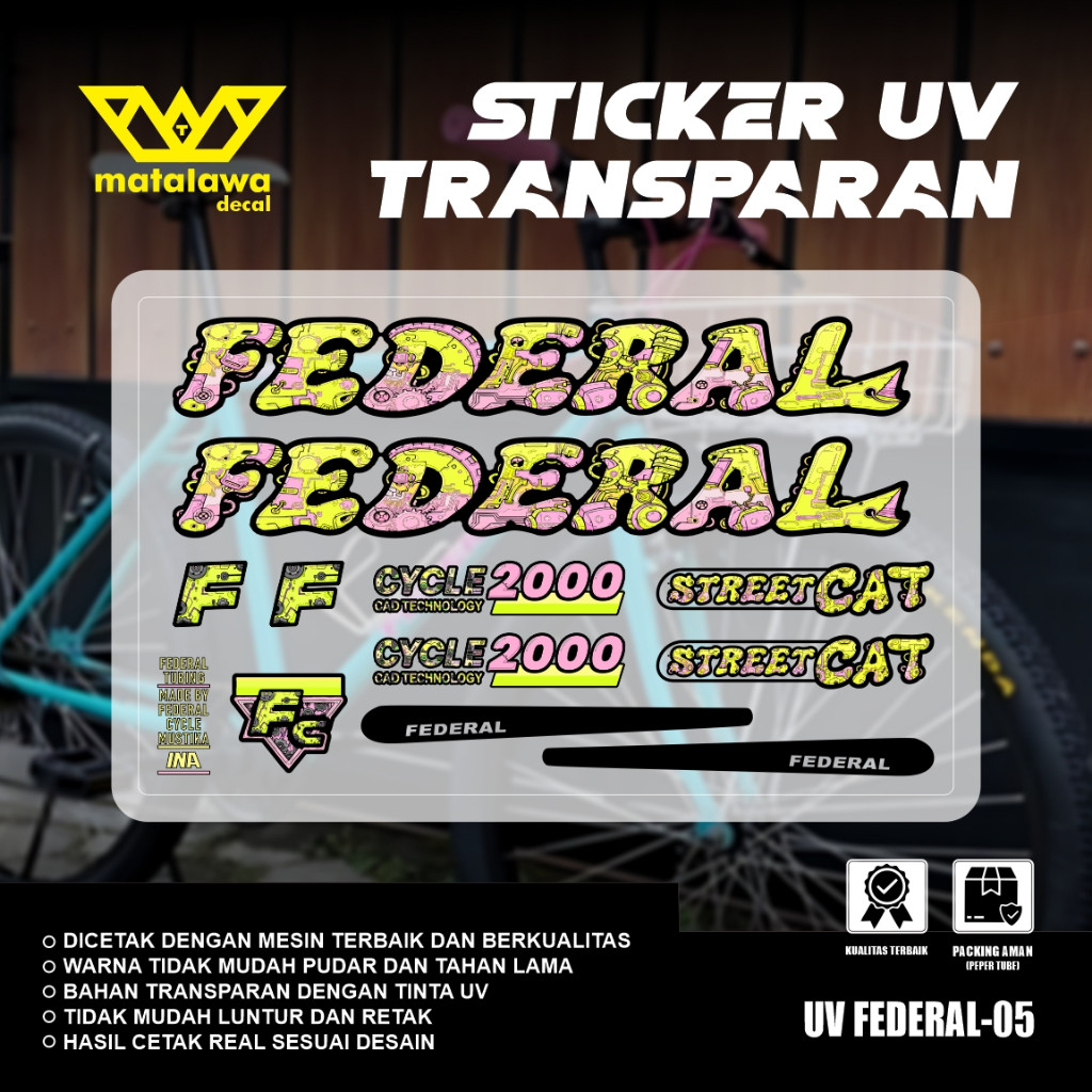 FEDERAL UV TRANSPARKENT STREET CAT 550 สติ๊กเกอร์รูปลอก GRAFFITI ชุดสติ๊กเกอร์จักรยาน 05