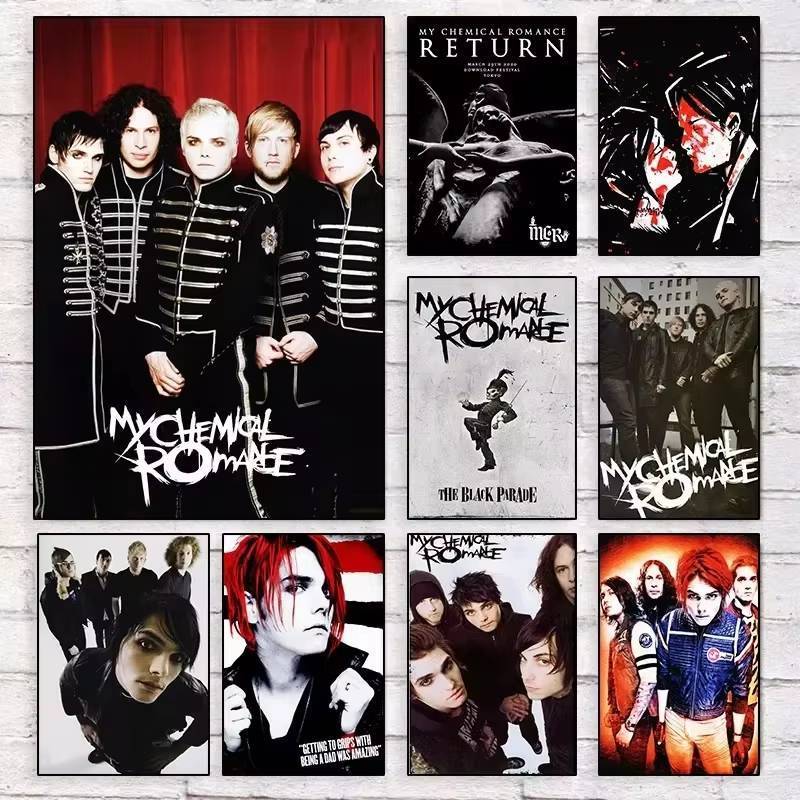 ยอดนิยม Rock Music Band My Chemical Romance โปสเตอร์ MCR นักร้องผ้าใบภาพวาด Wall Art สําหรับห้องนอนโมเดิร์นตกแต่งบ้าน